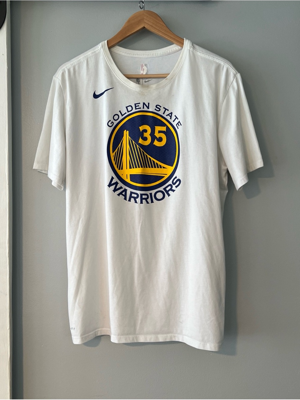 Nike Dri Fit NBA Golden State Warriors #35 Kevin Durant White T-Shirt Men’s XL